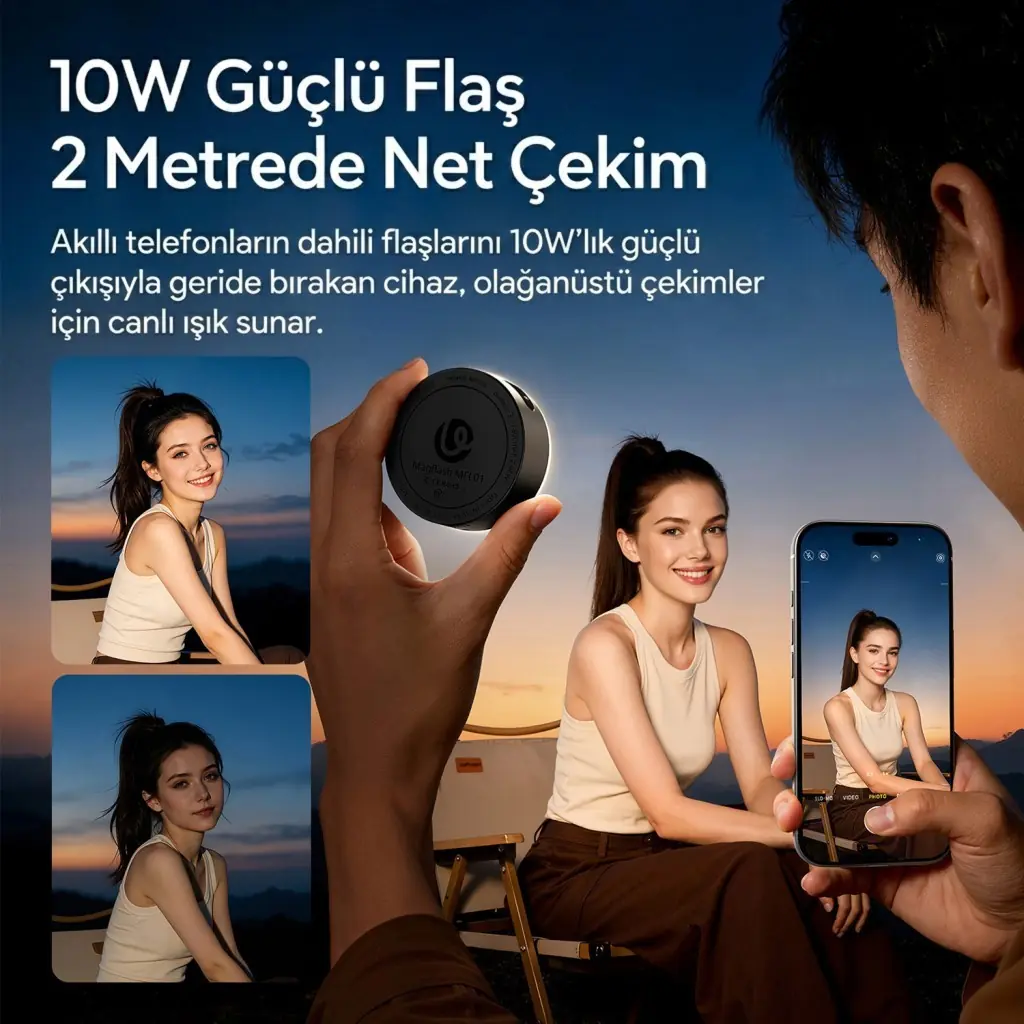 Ulanzi MFL01 2’si 1 Arada Bluetooth Manyetik Telefon Flaş ve Vlog Işığı (3C Sertifikalı Batarya) - L151A