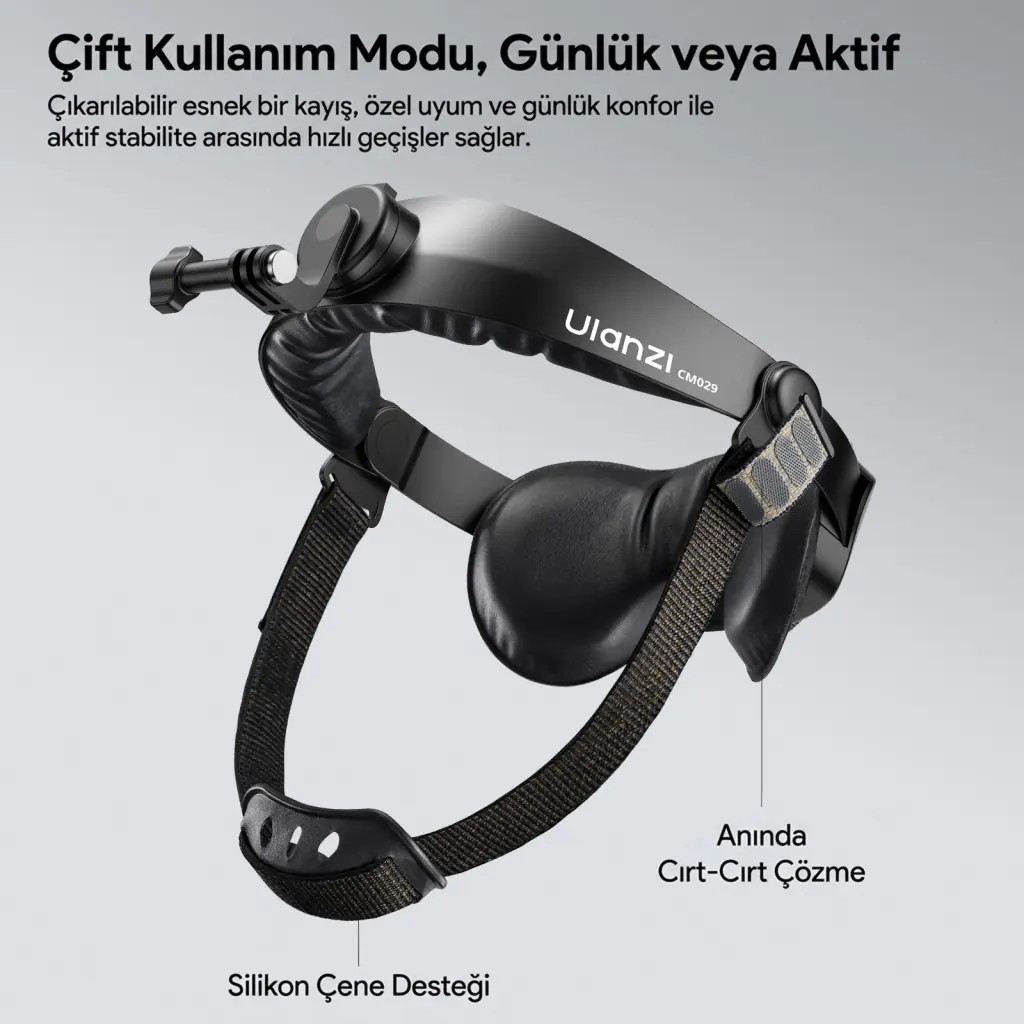 Ulanzi CM029 Ayarlanabilir Aksiyon Kamera ve Telefon Head Mount POV Çekim Sistemi - C098A