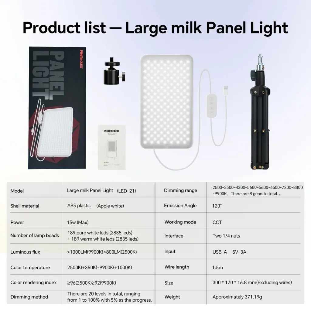 Photoolex MilkGlow Pro Soft Panel LED Video ve Fotoğraf Işığı - LS-103PL-02