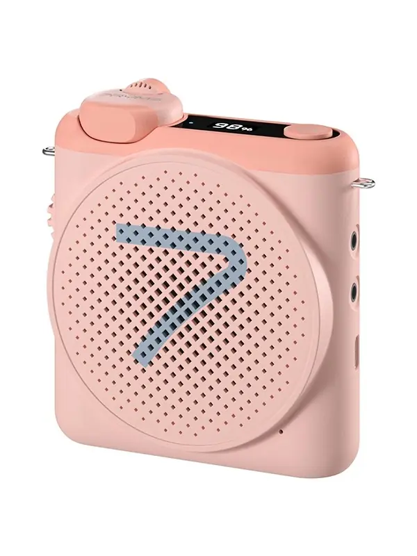 7ryms Wa2 Kablosuz Yaka Mikrofonlu Taşınabilir Ses Amplifikatörü Pembe