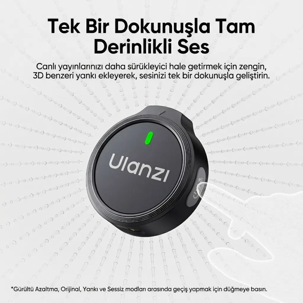 Ulanzi A21 2 Kişilik Kablosuz Yaka Mikrofonu AI Gürültü Azaltma Type-C Siyah Beyaz - A055