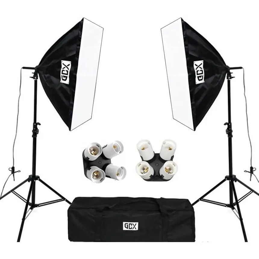 Ürün görseli: GDX TLB-4 Pro Light 50x70 cm Video ve Fotoğraf Çekim 2'li  SoftBox Seti - 4 Duylu Softbox - Lambasız
