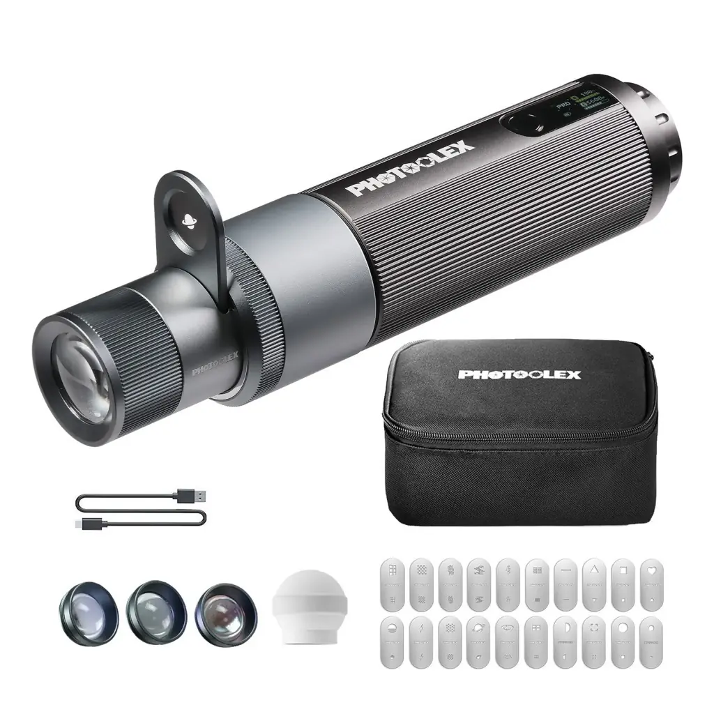 Ürün görseli: Photoolex Zoom Light Pro 12W RGB LED Spotlight Gobo Fotoğraf Işığı - TF-LS-083FS-G-PL