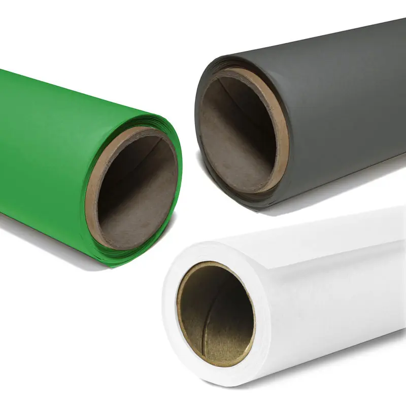 Ürün görseli: GDX Kağıt Sonsuz Stüdyo Fon Perde 3'lü Set (Beyaz+Yeşil+Gri) 2.70x11 Metre