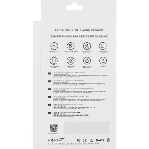 Exascend CFexpress Type B/SD Express/SD/microSD card reader (4in1)